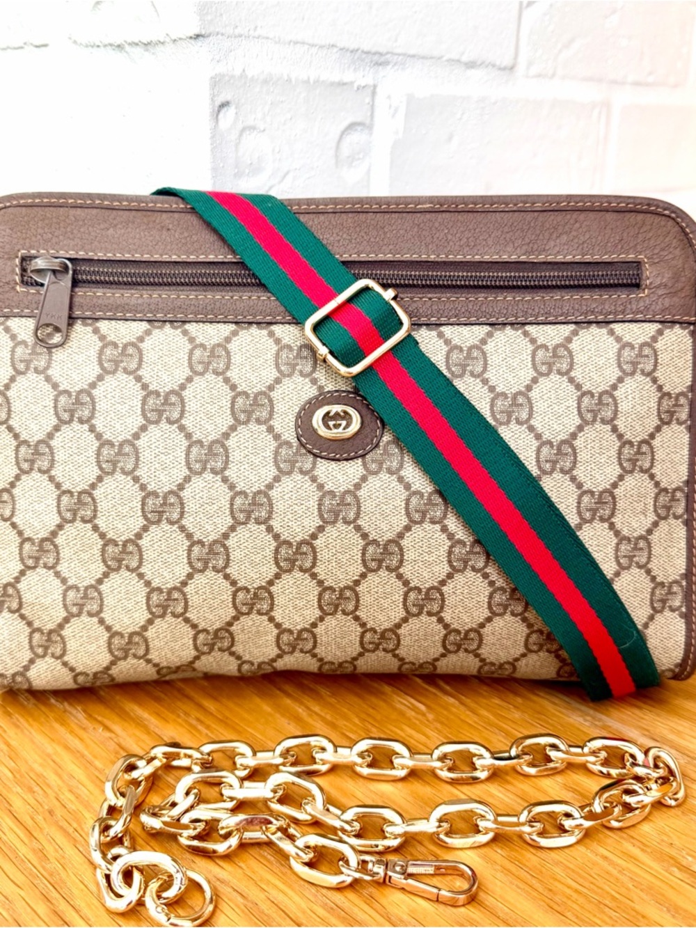 Gucci Authentic Vintage Monogram Clutch / Shoulder Bag